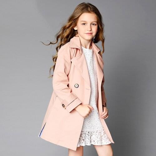 Girl windbreaker in long Korean version double-breasted windbreaker foreign gas pink coat