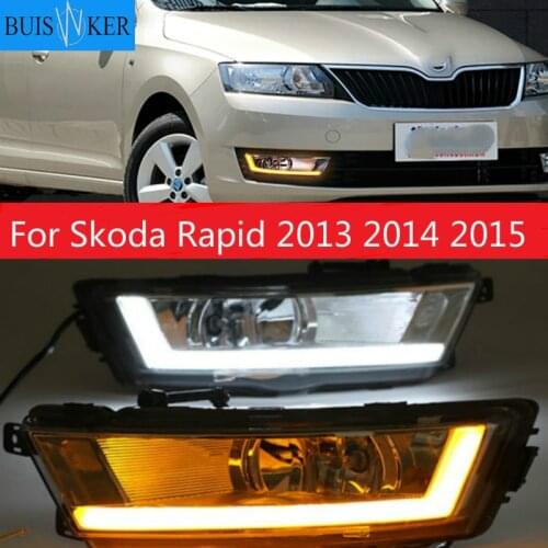 2pcs For Skoda Rapid 2013 2014 2015 LED DRL Daytime Running Lights Daylight Waterproof Signal car Styling light
