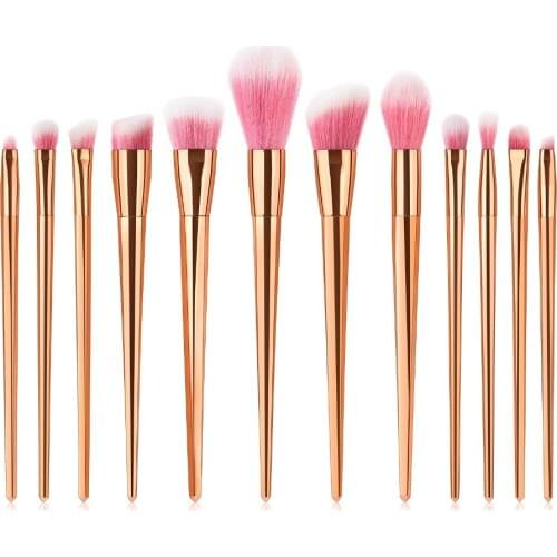 HOT 12pcs Makeup Brush Rose Gold Foundation Powder Eyebrow Lip Contour Blush Eyeshadow Cosmetic makeup brushes set Beauty Tools