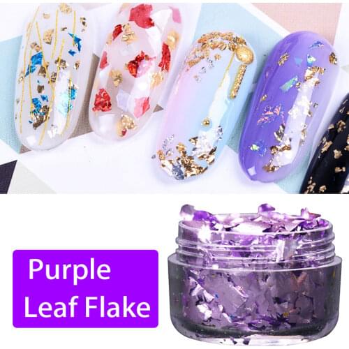 Imitation Gold Foil Flakes Peach Purple Leaf Flake in Nail Decoration Painting Art Craft Colorful Al