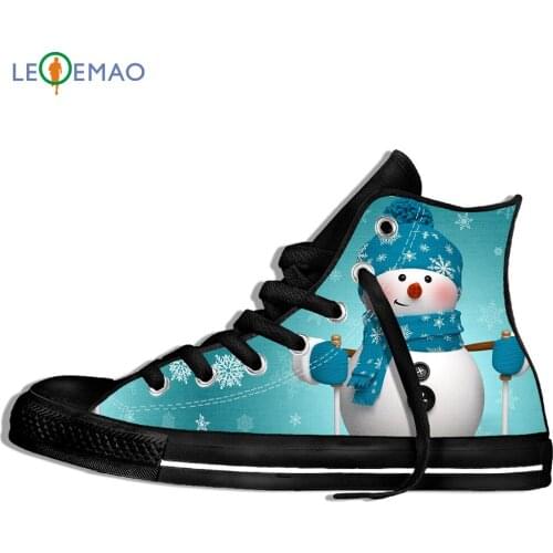 Walking Canvas Boots Shoes Breathable Christmas Men Snowman Santa Claus Winter Wearable Comfort Sport Shoes Classic Sneakers