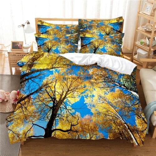 Landscape Autumn Maple Leaves Bedding Set Duvet Cover Set 3d Jungle Bedding Digital Printing Bed Linen Queen Size Bedding Set