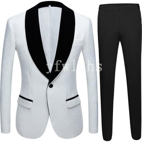Handsome Embossing Groomsmen Shawl Lapel Groom Tuxedos Mens Wedding Dress Man Blazer Prom Dinner (Jacket+Pants+Tie) A111