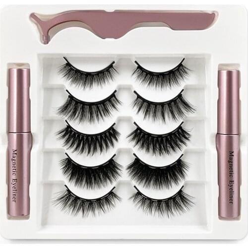 HOT!!! 2 Magnetic Liquid Eyeliner+5 Magnetic False Eyelashes Easy to Wear Sets
