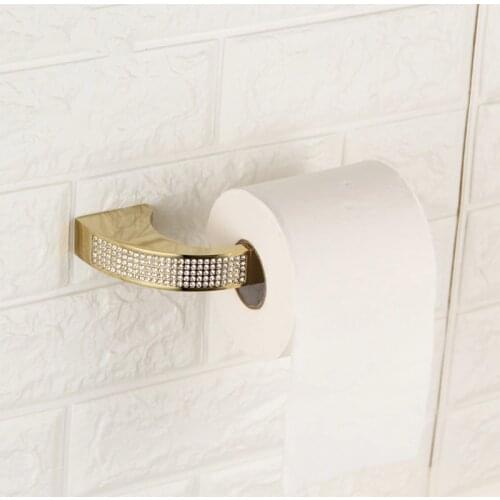 Copper Bathroom Toilet Paper Holder Wall Mount Tissue Roll Hanger Bathroom Accessories Kitchen Holder Czech Crystal Towel Rack