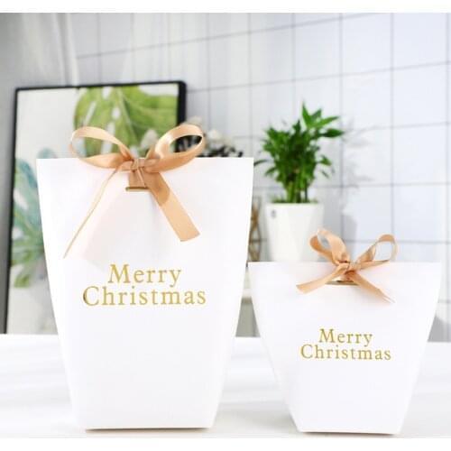 New Bronzing Christmas Gift Bags with Ribbon Candy Chocolate Cookies Bag Lovely Creative Wedding Party Banquet Jewelry Gift Bags
