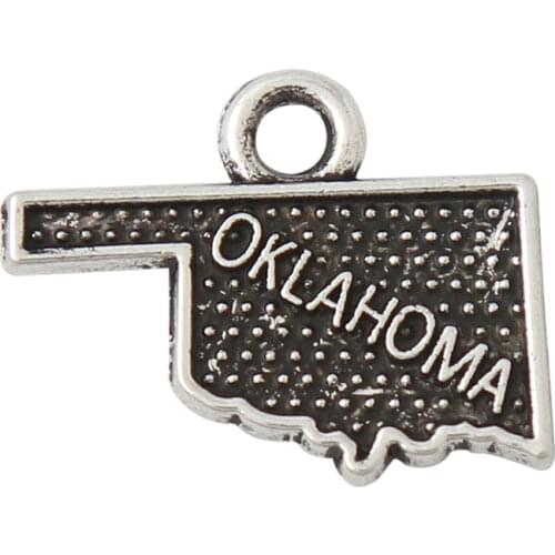 RAINXTAR Fashion Vintage Alloy American State Of Oklahoma Map Charms 50pcs 14*17mm AAC881