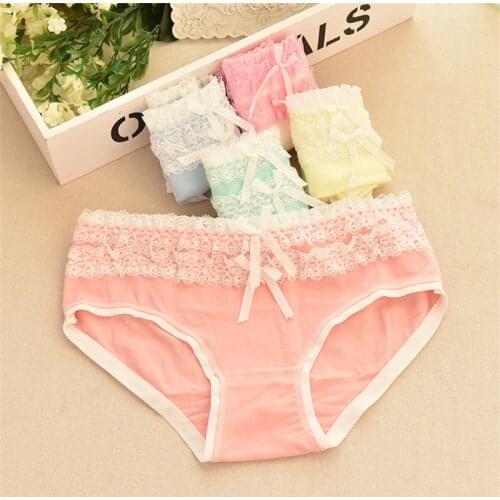 Girls underwear 4pc/bag lace cotton candy low waist briefs young girl panties Teenagers wholesales mix 5 style