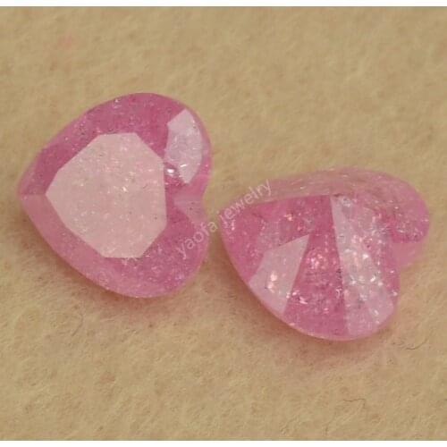 Wholesale 2*2~15*15mm A2 Pink Color Dyed Ice Zircon Stone Heart Brilliant Cut CZ Loose Cubic Zirconia Synthesis Gems For Jewelry