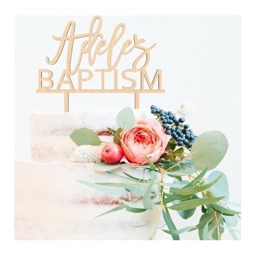 Custom God Bless Cake Topper, Baptism Cake Topper with name for baby shower , Christening Cake Topper