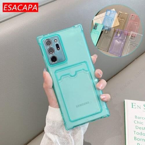 Transparent Card Slot Holder Soft Silicone Phone Case For Samsung A22 4G A12 A02 Airbag Bumper Shockproof Cover For Samsung M02