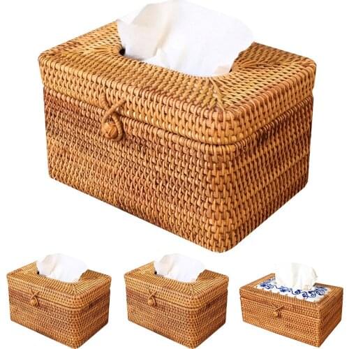 Rattan Tissue Box Vine Roll Holder Toilet Paper Cover Dispenser For Bathroom,Home,Hotel And Office Rattan Paper Tube
