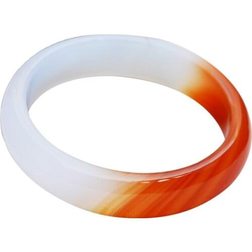 Certificate)Natural Chalcedony Bangles Round Shape Red White Jade Bracelets Bangles Gift for Women Fashion Jade Stone Jewerly