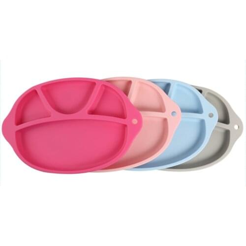 Anti-hot Silicone Baby Dinner Plate Candy Color Slip-resistant Toddler Kids Feeding Food Placemat Bowl Children Dishes Tableware