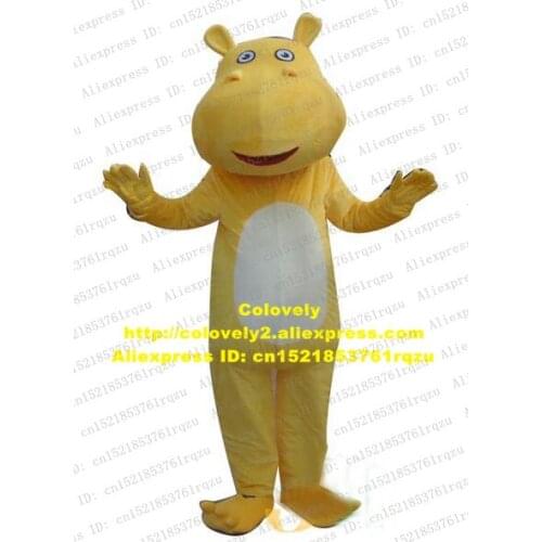 Fairytale Yellow Hippo River Horse Hippopotamus Mascot Costume Cartoon Character Mascotte Adult Enormous Mouth No.zz2251 FS