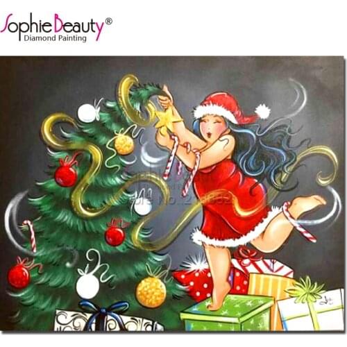 Sophie Beauty DIY Diamond Painting Cross Stitch Christmas Tree Woman Gifts Diamond Embroidery Needlework Room Decoration C623