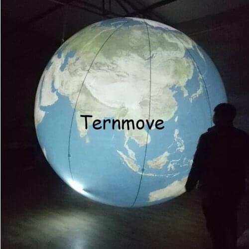 Led Geography Globe Map Balloon pvc earth with light inflatable globe, inflatable world map ball for sale