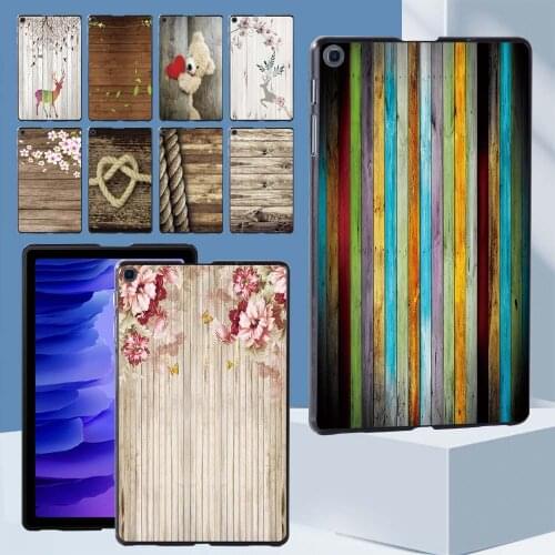 Slim Tablet Case for Samsung Galaxy Tab A7 10.4 Inch 2020 T500/T505 Simple Wood Series Durable Back Shell + Free Stylus