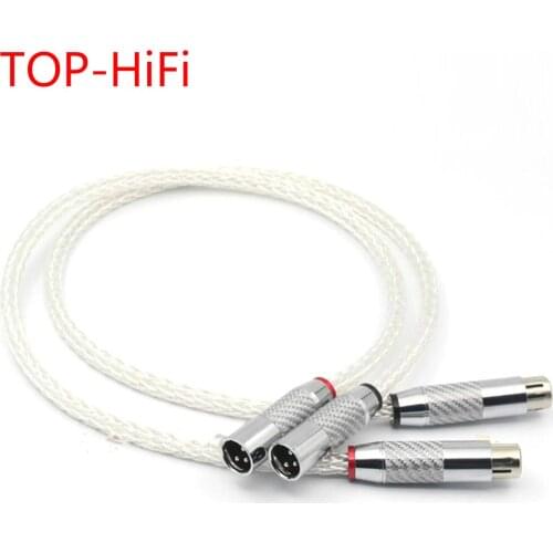 TOP-HiFi Pair 16+16AG 7N Single Crystal Silver HIFI XLR Male to Female Audio speaker Wire Carbon Fibe 3pins XLR Balanced Cables