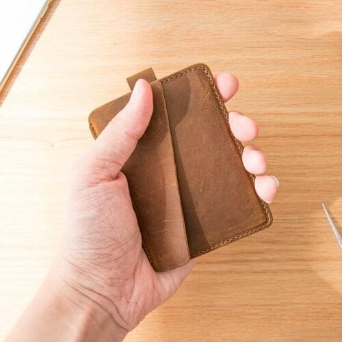 Mens Ultra-thin Compact Card Case Simple Card Sleeve Portable ID Coin Purse Leather Portable High-end Mini Card Holder Women