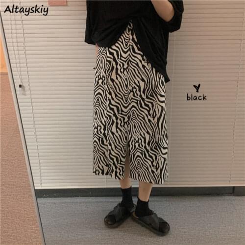 Skirts Women Zebra-print Split Design Ulzzang Trendy Summer Cool High Street Female Hot Sale Simple All-match Popular Leisure