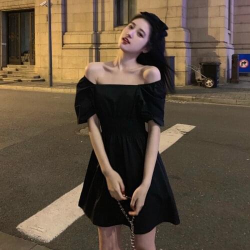 Female Korean Kawaii Loose Puff Sleeve Ins Dress Womens Dresses Japanese Harajuku Vintage Ladies Ulzzang Clothing For Women