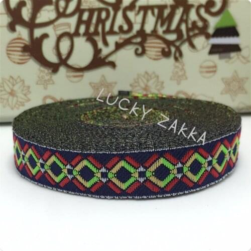 18yard/sets 5/8" 15mm 100% polyester Woven Jacquard ribbon red huang green square 3D Geometric series lace MZ15072014