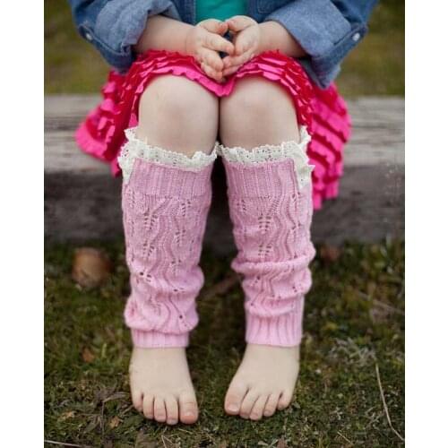 3 pairs/lot Leg Warmers with Lace , Knit Leg warmers