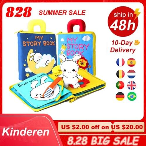 3D Rabbits Baby Cloth Book Cartoon Infant Early Learning Educational Story Quiet Books Soft Unfolding Toy Kid Activity Books