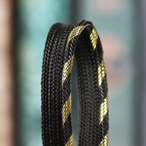 10mm Shining Gold Black Braided Lace Band Braided Piping Lip Cord Trim|Pillow Cushion Trim|Upholstery Edging Trim Sewing DIY