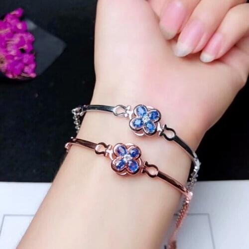 925 Pure silver inlaid with natural sapphire bracelet precious Gemstone fashion hand jewelry exquisite jewelry