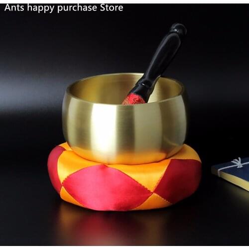 Buddha Sound Bowl Alms Bowl Yoga Home Decoration Buddhism Supply Chinese Tibetan Meditation Singing Bowl+Hand Stick+cushion