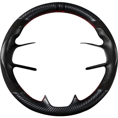 Car Hand-Stitched Steering Wheel Cover Carbon Fiber Leather Suede Cover 38cm for Honda Civic 10Th Gen 2016-2021