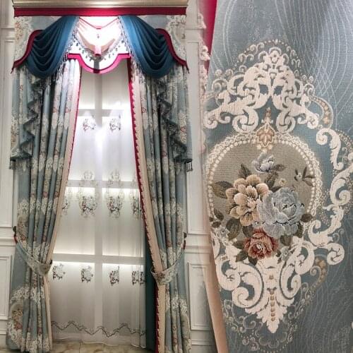 French light luxury living room European luxury high grade atmosphere chenille curtain cloth bedroom study American style