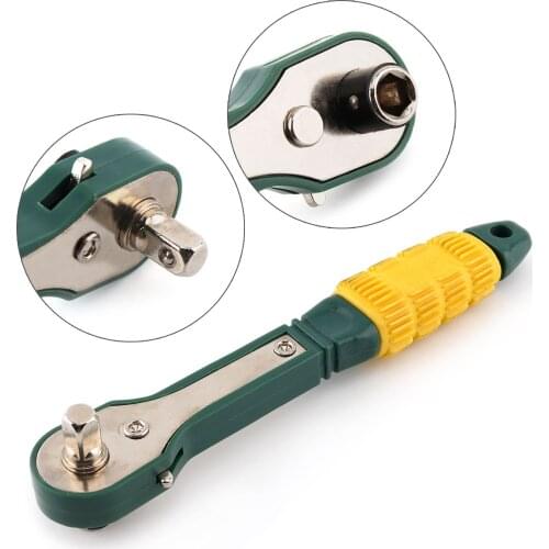 HLZS-Mini 1/4 Head Screwdriver Pole 6.35mm Inner Hexagon Ratchet Socket Wrench with Dual-head Home Tool Accessory