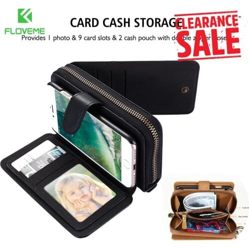 FLOVEME Leather Wallet Phone Cover for iPhone X 7 8 plus Case Business Card-slot Stand Mobile Phone Case for iPhone 6 6s plus