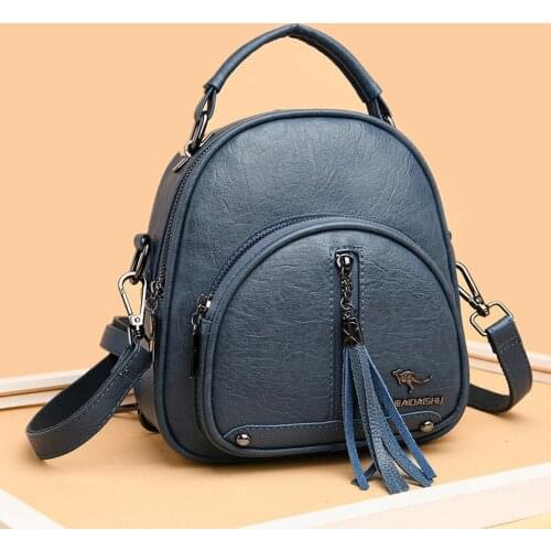 Multifunction Leather Backpacks Women Tassel Youth Backpack for Teenage Girls School Female Bag Women Shoulder Small Bags