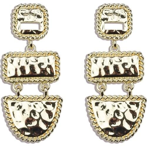 Fashion Gold Alloy Geometric Statement Long Earrings Women Jewelry Creative Square Big Drop Earrings Female 2020 New ZA Earring