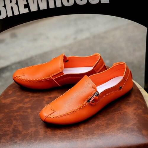 Mens Shoes Spring 2020 Natural Leather Casual Lightweight Simple Fashion Soft Bottom Soft Leather Waterproof Black Loafers