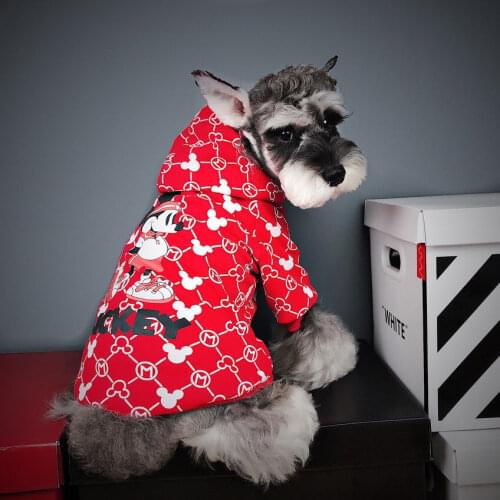 Disney Mickey Mouse Print Pet Dog Cat Clothes Autumn and Winter Sweaters Teddy Schnauzer Thickening and Velvet Keeping Warm