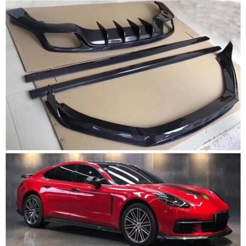 REAL CARBON FIBER Front Rear Bumper Lip Spoiler Trunk Diffuser Side Body Skirt For Porsche Panamera 971 2017 2018 2019 2020