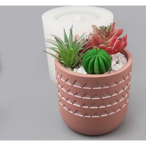 PRZY Stripe 3D Planter Molds silicone Flowerpot Mould Handmade Concrete Plaster Mold Creative Succulent Clay Molds