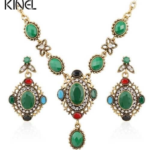 Luxury Vintage Jewelry Necklace Earring Gold Color Earring For Women Unique Personality African Jewelry Sets