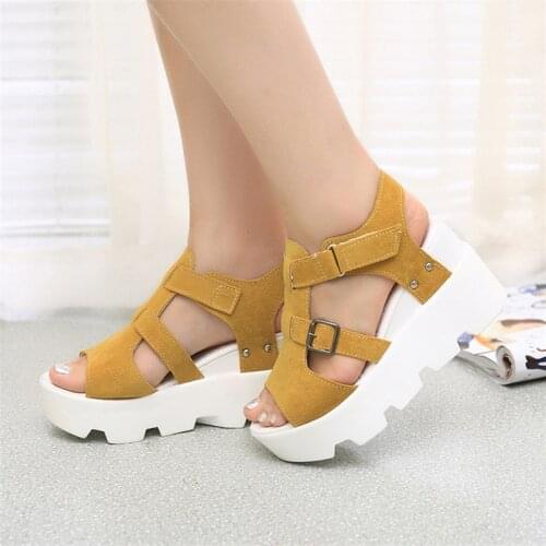 Sexy Wedge Sandals Thick Sole Platform Sandals Pu Leather Highheels Shoes Ladies Sandals Women Summer Fashion Wedge Sandal