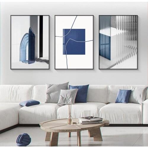 Modern Minimalist Blue Abstract Character Mural Living Room Bedroom Decorative Painting Art Background Wall Hanging Painting