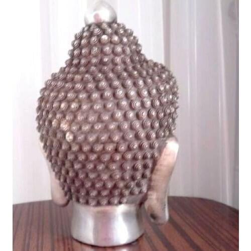 Decoration white Copper silver factory Chinese Tibetan Buddhis shakyamuni White Copper buddha head statue