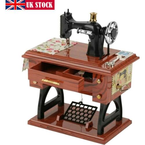 Vintage Music Box Mini Sewing Machine Style Birthday Gift Table Decor Desk Decor Music Box Mechanical Table Decor