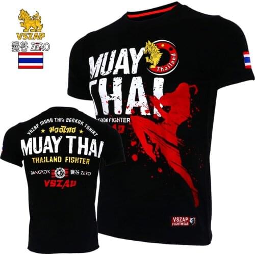 VSZAP Jerseys short sleeve T-shirt combat clothes muscle muay Thai mma cotton kick boxing Shirts