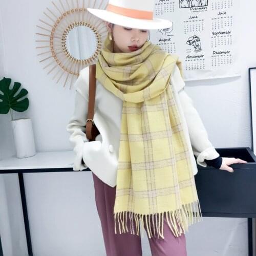 Scarf Female Winter Long Thick British Plaid Korean Shawl Dual-Use Warm Ins Style Cashmere Scarf Moda 2020 Шарфы Женские