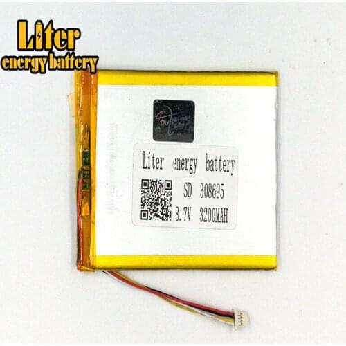 1.0MM 4pin connector 308695 3.7V 3200mah tablet pc 7 inch lipo batteries rechargeable lithium ion polymer
